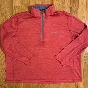 Vineyard Vines Men's On The Go Sankaty 1/4 Zip Performance Pullover Coral 2XB